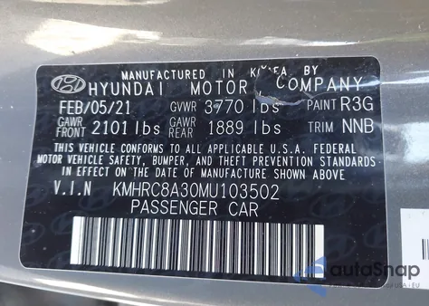 2021 Hyundai Venue Sel from USA, damaged, VIN KMHRC8A30MU103502